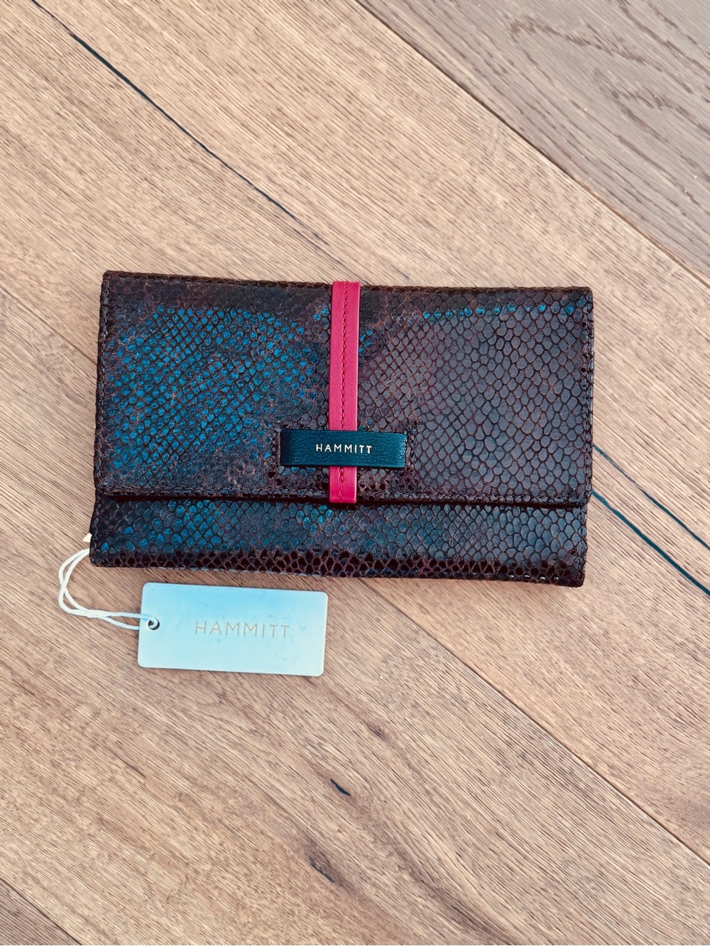 Hammitt Painted Rattle Red Zip Benjamin Leather Wallet NWT